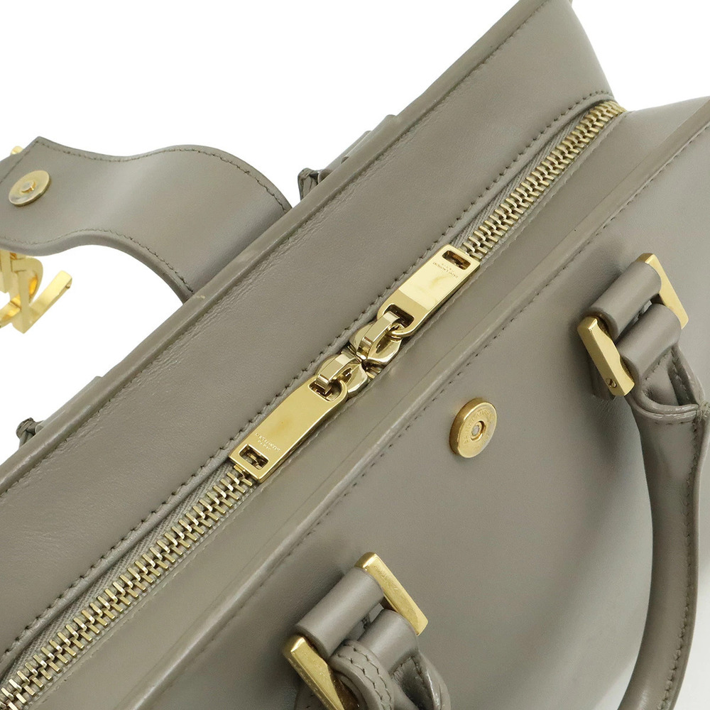SAINT LAURENT PARIS YSL Yves Baby Cabas Handbag Leather Gray Strap - Picture 5 of 9